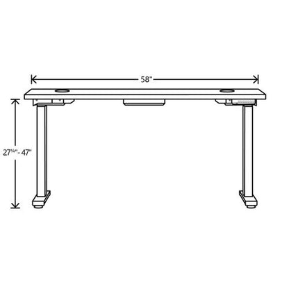 Coordinate Height Adjustable Desk Bundle 2-stage, 58" X 22" X 27.75" To 47", Silver Mesh\silver