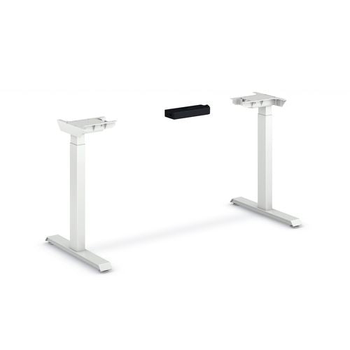 Coordinate Height Adjustable Desk Bundle 2-stage, 58" X 22" X 27.75" To 47", Silver Mesh/designer White