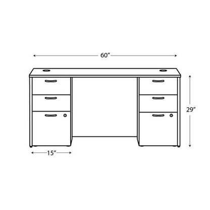 Mod Double Pedestal Desk Bundle, 60" X 30" X 29", Java Oak