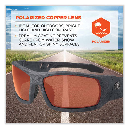 Skullerz Odin Safety Glasses, Kryptek Typhon Nylon Impact Frame, Polarized Copper Polycarbonate Lens