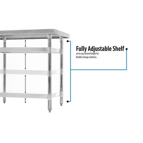 Stainless Steel 5" Riser Top Tables, 72w X 30d X 39.75h, Silver, 2/pallet