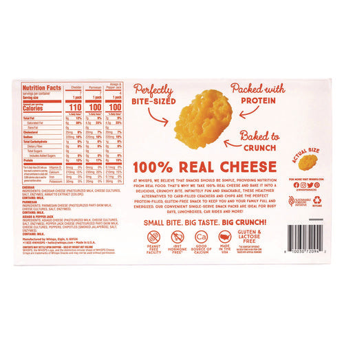 Baked Cheese Bites Variety Snack Packs, Assorted Flavors, 0.63 Oz Packet, 18/carton