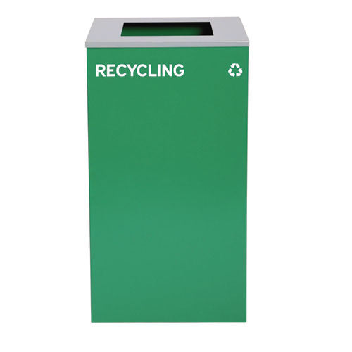 29 Gallon Trash/recycling Cans, Steel, Green Recycling Can With Square Lid, Black Trash Can With Square Lid