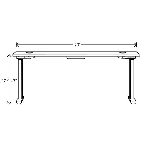 Coordinate Height Adjustable Desk Bundle 2-stage, 70" X 22" X 27.75" To 47", Silver Mesh\black