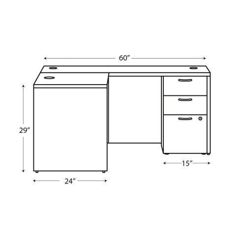 Mod L-station Double Pedestal Desk Bundle, 60" X 72" X 29", Sepia Walnut