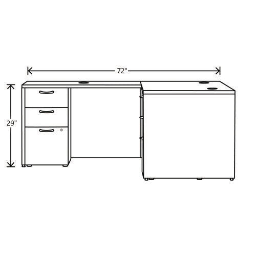 Mod L-station Double Pedestal Desk Bundle, 60" X 72" X 29", Sepia Walnut