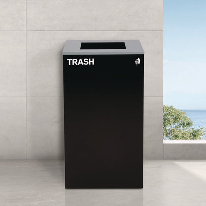 29 Gallon Trash/recycling Cans, Steel, Green Recycling Can With Mixed Lid, Black Trash Can With Square Lid