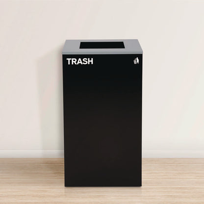 29 Gallon Trash/recycling Cans, Steel, Green Recycling Can With Mixed Lid, Black Trash Can With Square Lid