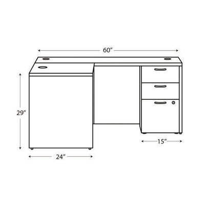 Mod L-station Double Pedestal Desk Bundle, 60" X 72" X 29", Traditional Mahogany