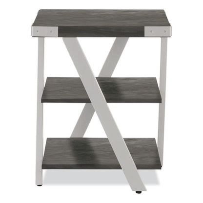 End Table, Square, 20 X 20 X 25, Stone Gray Top, Silver Base