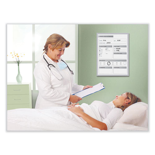 Hospital Magnetic Whiteboard, Patient Chart, 18.5" X 24.5", White/blue Surface, Satin Aluminum Frame