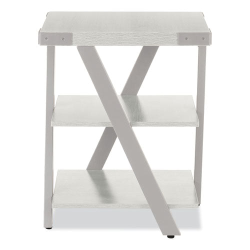 End Table, Square, 20 X 20 X 25, White Ash Top, Silver Base