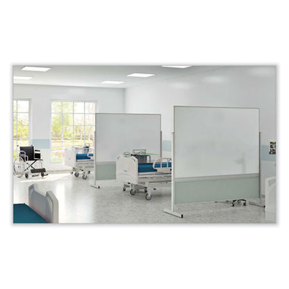 Double-sided Magnetic Porcelain Whiteboard And Vinyl Tackboard, 50.5" X 72.88", White/ebony Surface, Satin Aluminum Frame