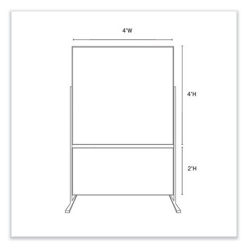 Double-sided Magnetic Porcelain Whiteboard And Vinyl Tackboard, 50.5" X 72.88", White/ebony Surface, Satin Aluminum Frame