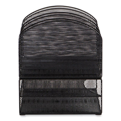 Onyx Mesh Desk Organizer With Three Horizontal And Upright Sections, Letter Size Files, 19.62 X 11.32 X 8.5, Black