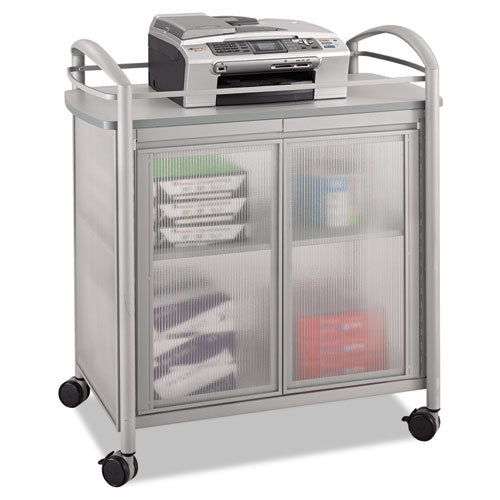 Impromptu Refreshment Cart/machine Stand, Engineered Wood, 3 Shelf, 34 X 21.25 X 36.5, Gray/silver