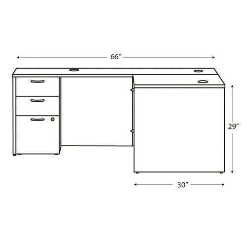 Mod L-station Double Pedestal Desk Bundle, 66" X 72" X 29", Java Oak