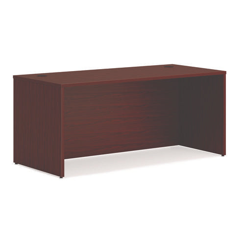 Mod L-station Double Pedestal Desk Bundle, 66" X 72" X 29", Traditional Mahogany