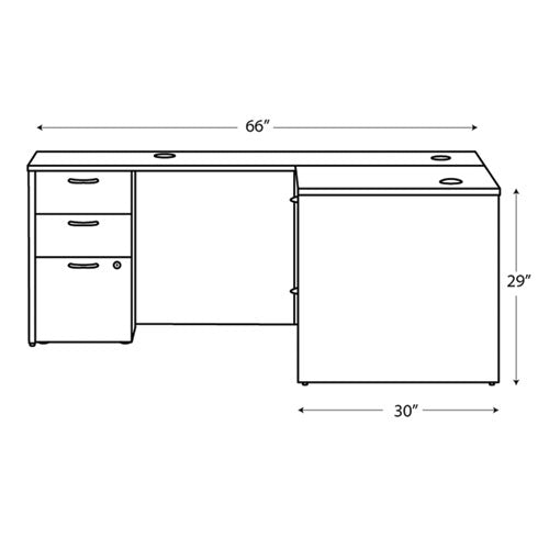 Mod L-station Double Pedestal Desk Bundle, 66" X 72" X 29", Traditional Mahogany