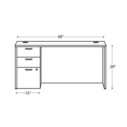 Mod Single Pedestal Desk Bundle, 60" X 30" X 29", Java Oak