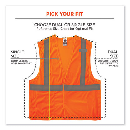 Glowear 8215ba-s Single Size Class 2 Economy Breakaway Mesh Vest, Polyester, Medium, Orange