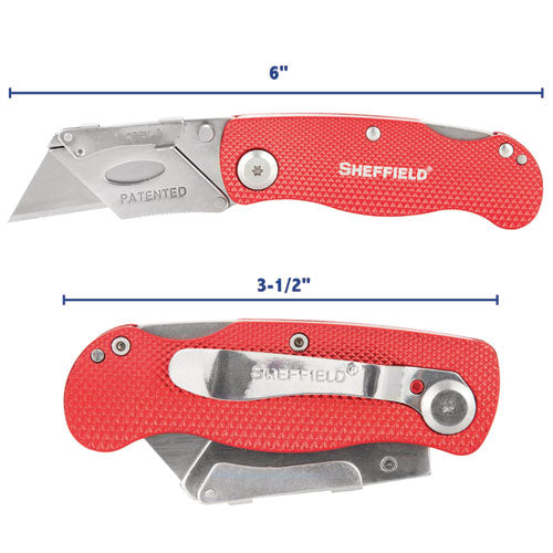 Quick Change Lock Back Utility Knife, 1.25" Blade, 3.5" Aluminum Handle, Red