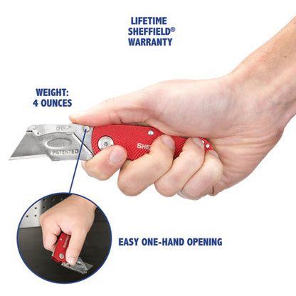 Quick Change Lock Back Utility Knife, 1.25" Blade, 3.5" Aluminum Handle, Red