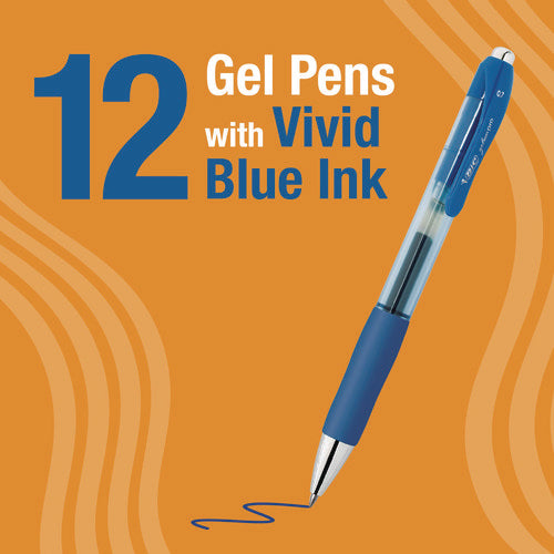 Gelocity Pro Gel Pens, Retractable, Medium 0.7 Mm, Blue Ink, Blue/clear Barrel, 12/pack