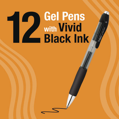 Gelocity Pro Gel Pens, Retractable, Medium 0.7 Mm, Black Ink, Black/clear Barrel, 12/pack