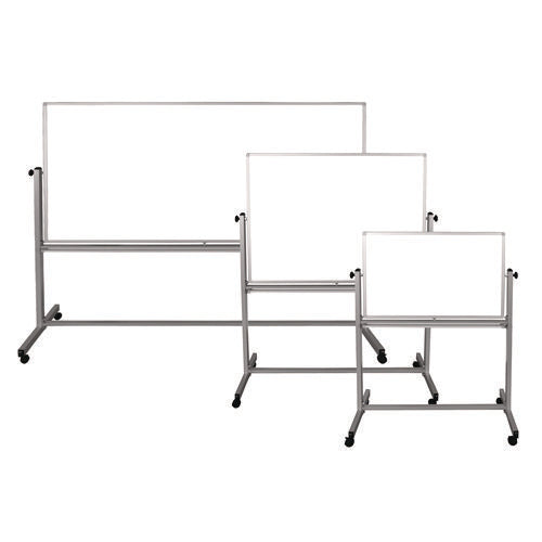 Mobile Magnetic Whiteboard, 96" X 40", White Surface, Silver Aluminum Frame