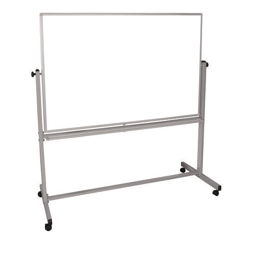 Mobile Magnetic Whiteboard, 60" X 40", White Surface, Silver Aluminum Frame