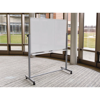 Mobile Magnetic Whiteboard, 60" X 40", White Surface, Silver Aluminum Frame