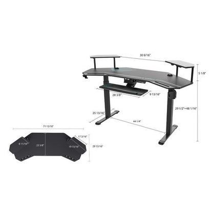 Aero Standing Desk, 71.93" X 29.93" X 34.62" To 53.18", Black