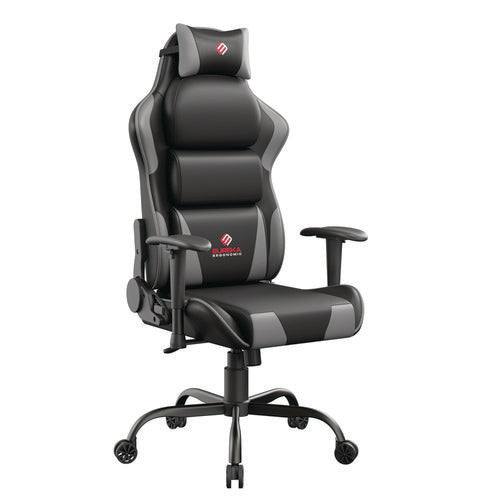 Hector Ergonomic Chair, Supports Up To 300 Lb, 20.25" - 24.25" Seat Height, Black Pu Leather Seat, Black/gray Pu Leather Back