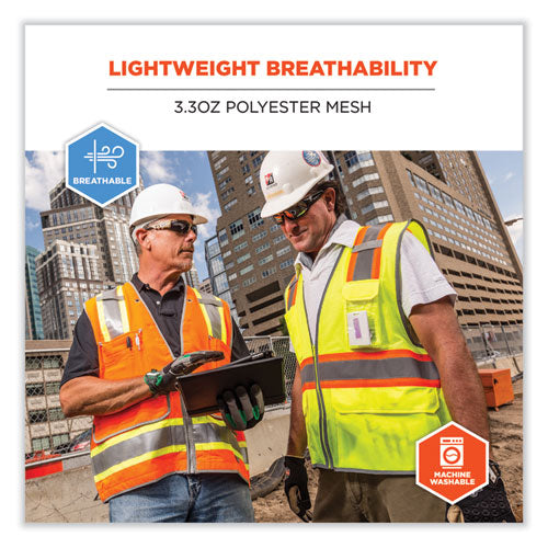 Glowear 8246z Class 2 Two-tone Mesh Reflective Binding Zipper Vest, Polyester, 4x-large/5x-large, Orange