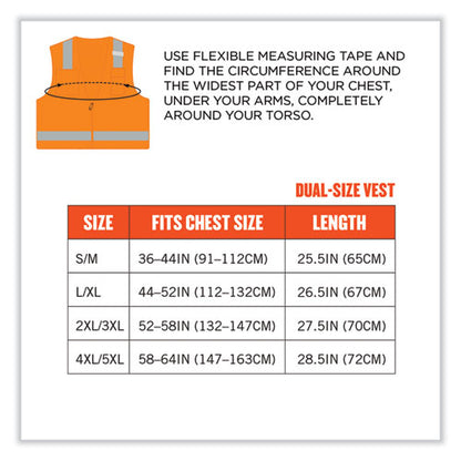 Glowear 8249z Class 2 Economy Surveyors Zipper Vest, Polyester, X-small, Orange