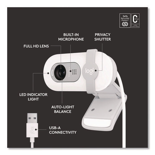 Brio 100 Webcam, 1920 Pixels X 1080 Pixels, 2 Mpixel, Off-white