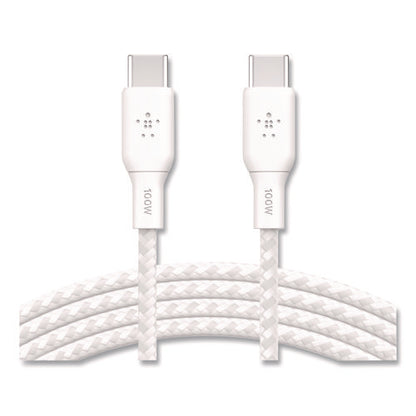 Boost Charge Braided Usb-c To Usb-c Cable, 100 W Power Delivery, 6.6 Ft, White, 2/pack