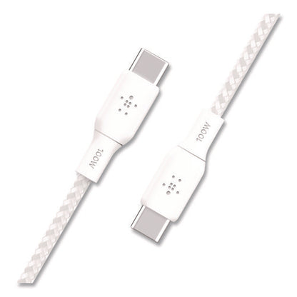 Boost Charge Braided Usb-c To Usb-c Cable, 100 W Power Delivery, 6.6 Ft, White, 2/pack