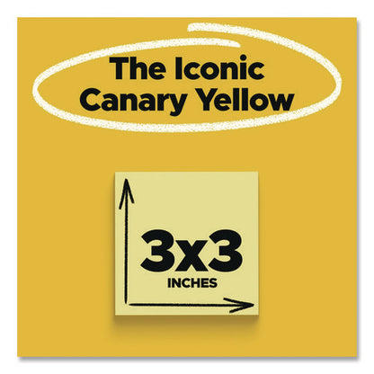 Super Sticky Pads In Canary Yellow, 3 X 3, 90 Sheets/pad, 10 Pads/pack