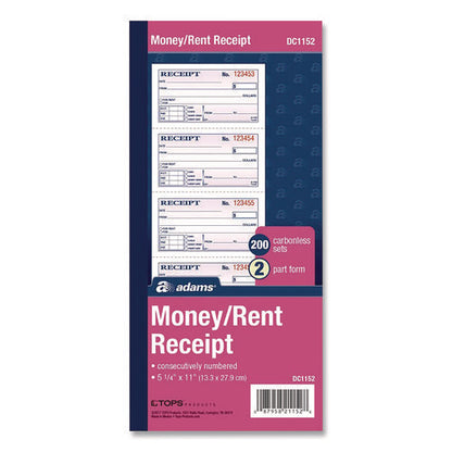 Money/rent Receipt Book, Two-part Carbonless, 4.75 X 2.75, 200 Forms Total