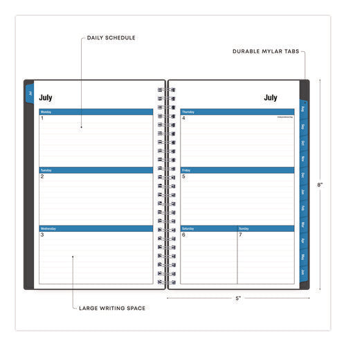 Collegiate Academic Year Weekly/monthly Planner, 8 X 5, Charcoal Gray Cover, 12-month: July 2024 To June 2025
