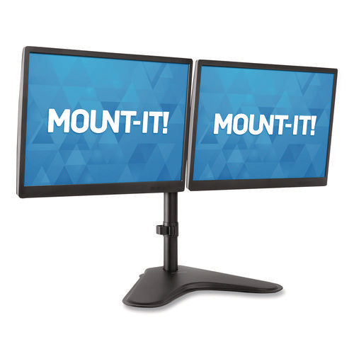 Dual Monitor Desk Stand, For 19" To 32" Monitors, 36.4" X 11" X 18.3", Black, Supports 17.6 Lb