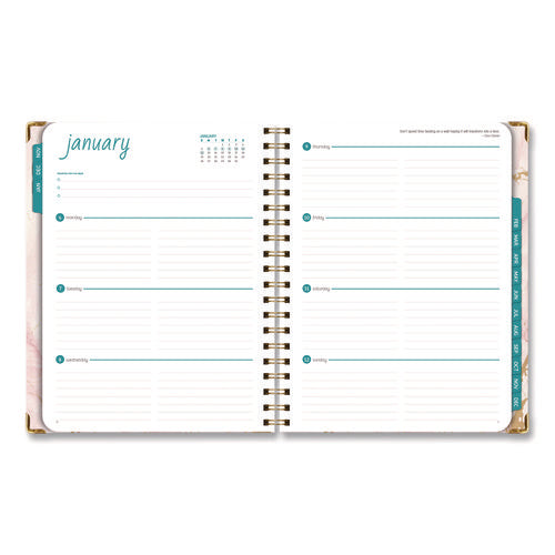 Marble Weekly/monthly Planner, 11 X 8.5, Pink Marble/gold Cover, 14-month: Nov 2024 To Dec 2025