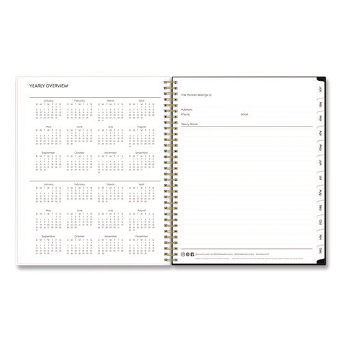 Baccara Dark Create-your-own Cover Weekly/monthly Planner, Floral, 11 X 8.5, Gray/white/gold Cover, 12-month (jan-dec): 2025