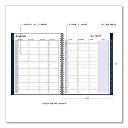 Passages Weekly Appointment Book And Monthly Planner, 11 X 8.5, Navy Blue Cover, 12-month (jan To Dec): 2025