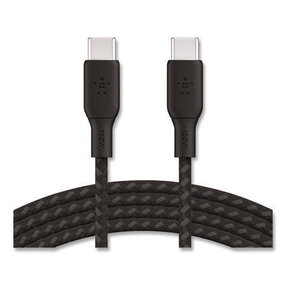 Boost Charge Braided Usb-c To Usb-c Cable, 100 W Power Delivery, 6.6 Ft, Black