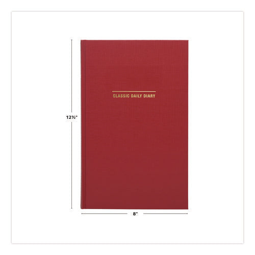 Classic Hardbound Daily Planner, 12.5 X 8, Red/gold Cover, 12-month (jan To Dec): 2025