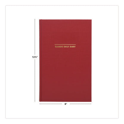 Classic Hardbound Daily Planner, 12.5 X 8, Red/gold Cover, 12-month (jan To Dec): 2025