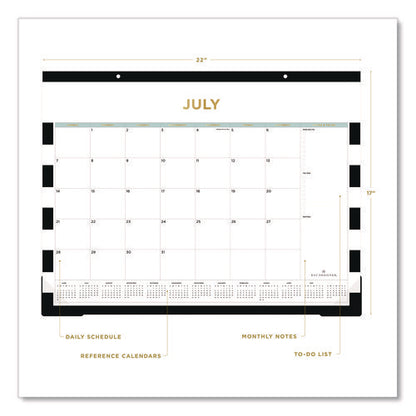 Day Designer Rugby Stripe Academic Year Desk Pad Calendar, 22 X 17, White/black Sheets, 12-month (july To June): 2024 To 2025